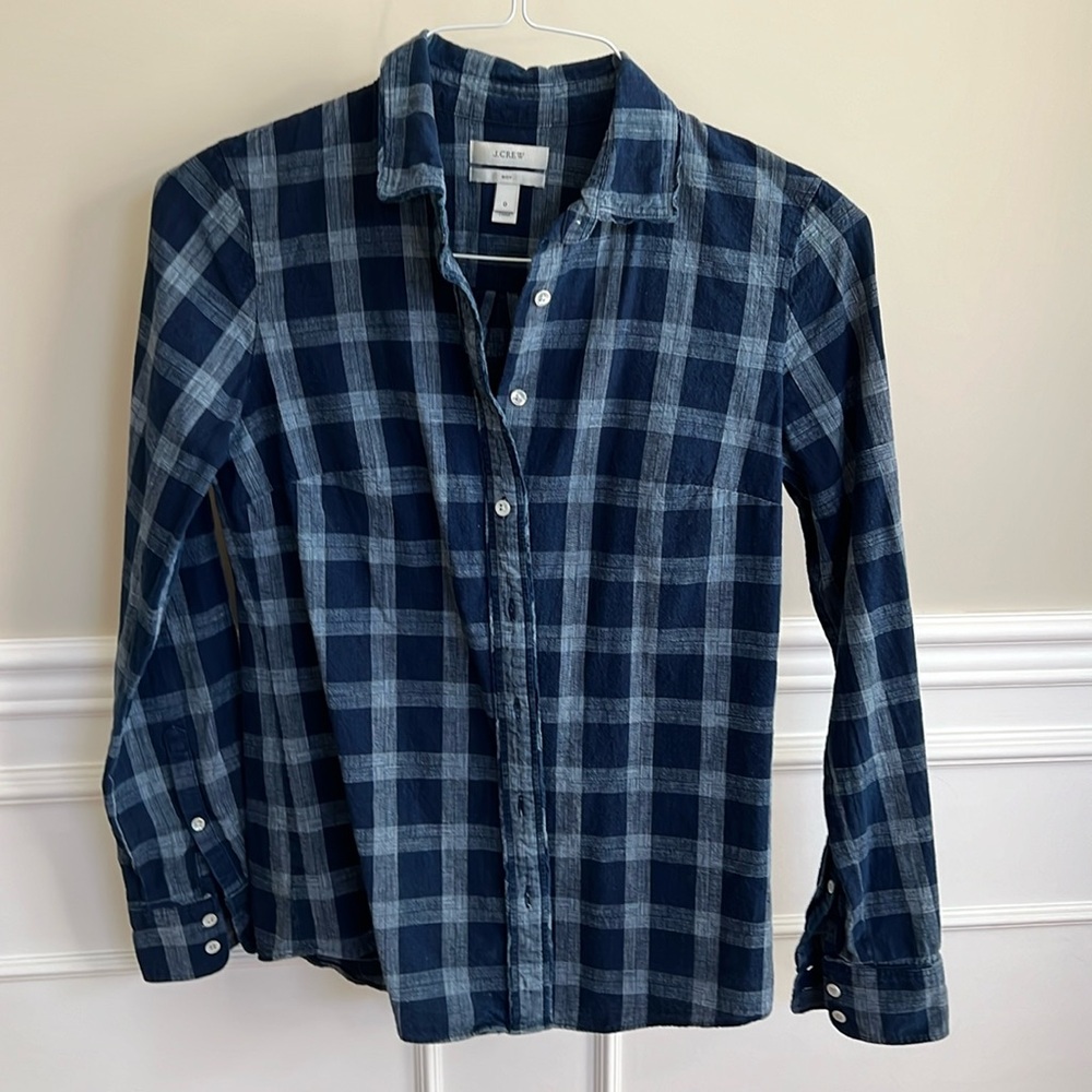 Blue checkered shirt by J Crew